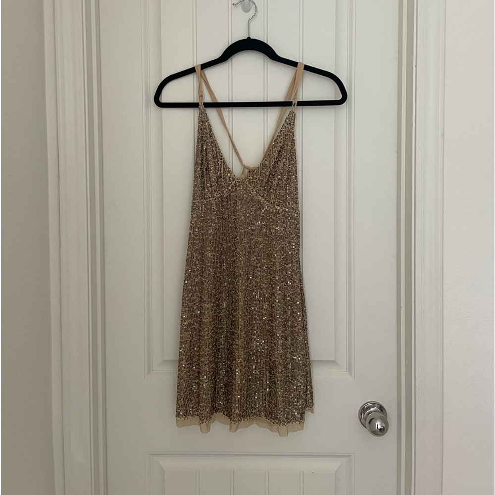 Free People Gold Sequin Dress